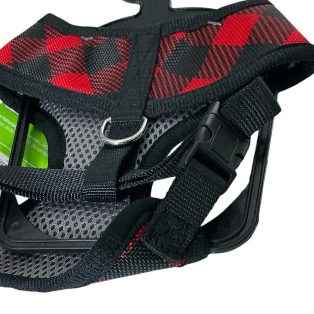 Unique Petz Dog Harness XS Adjustable Comfy Red Black Tartan Plaid Size XS